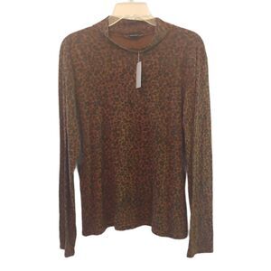 Sanctuary Leopard Print Mock Neck Top Size Large NWT